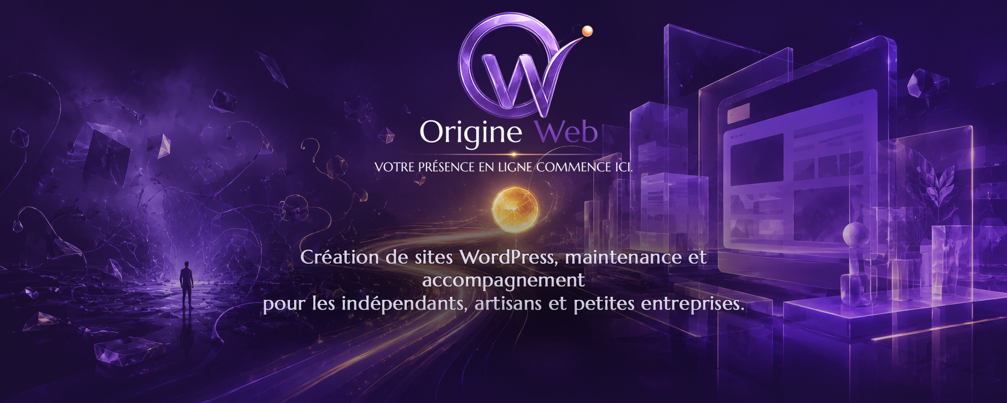 Illustration Origine Web présentant la création de sites internet WordPress